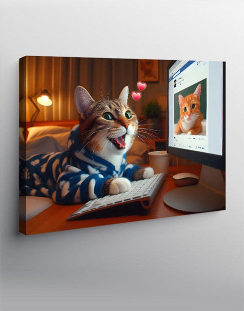 Kanvas Tablo Stalk Yapan Aşık Kedi