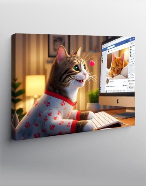 Kanvas Tablo Stalk Yapan Aşık Kedi