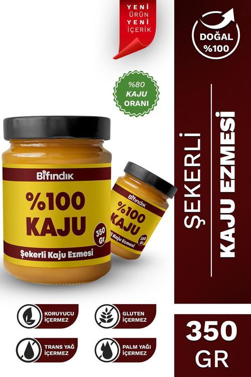 Şekerli Kaju Ezmesi Taze Çekim Doğal Sürülebilir Kahvaltılık %80 Kaju Ezmesi 350 Gram