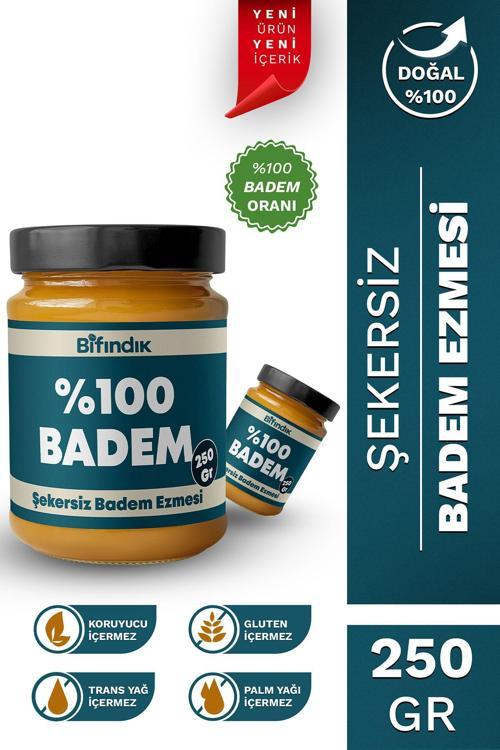 Şekersiz Badem Ezmesi Katkısız Taze Çekim Doğal Sürülebilir Kahvaltılık %100 Badem Ezmesi 250 Gram