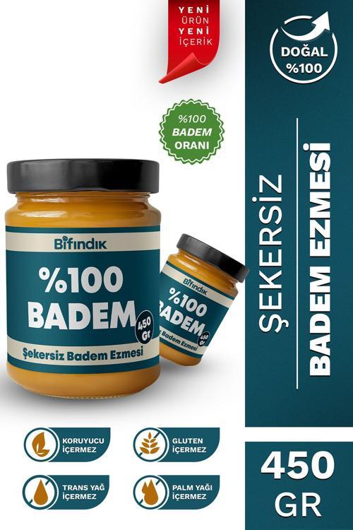Şekersiz Badem Ezmesi Katkısız Taze Çekim Doğal Sürülebilir Kahvaltılık %100 Badem Ezmesi 450 Gram