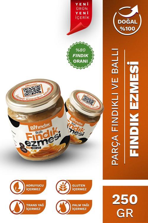 Doğal Ballı Fındık Ezmesi Katkısız Atıştırmalık Kahvaltılık Sürülebilir 1.Kalite 250Gr Cam Kavanoz