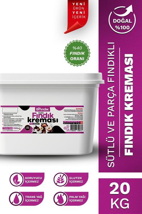 Doğal Bol Sütlü Parça Fındıklı Fındık Kreması Katkısız Atıştırmalık Kahvaltılık Sürülebilir 20Kg