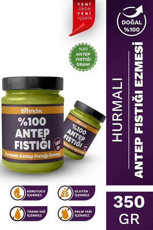 Hurmalı Antep Fıstığı Ezmesi Katkısız Taze Çekim Doğal Sürülebilir Kahvaltılık %80 Antep 350 Gram