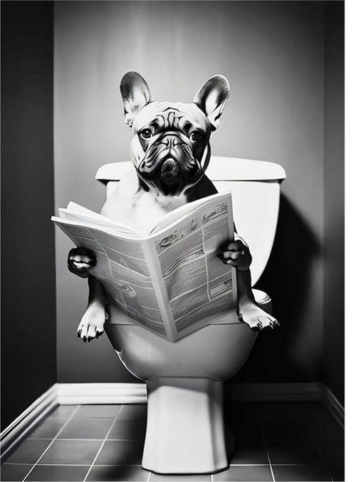 Tuvaletteki Köpek Hediyelik Mdf Tablo 35 cm x 50 cm