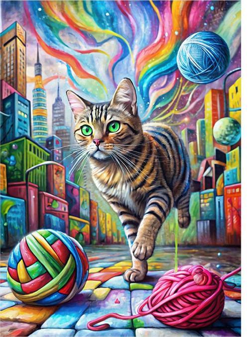 Kedi Gezegenindeki tekir kedi Art Mdf Poster 50 cm x 70 cm