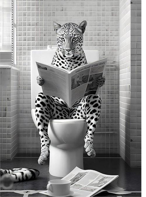 Tuvalette Gastro Leopar Tasarım Mdf Tablo 35 cm x 50 cm