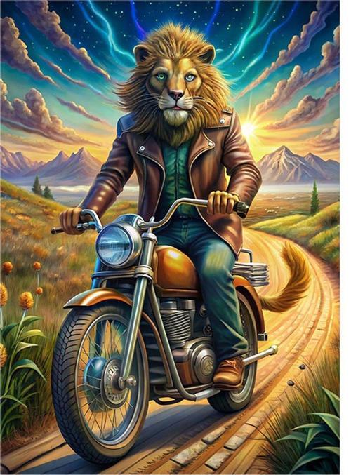 Motorcu Aslan Hediyelik Mdf Tablo 25 cm x 35 cm