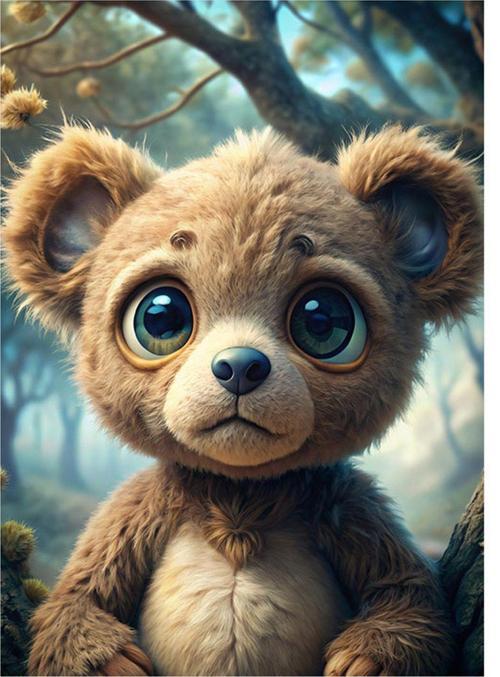 Ormandaki Yavru Ayı Teddy Dekoratif Mdf Tablo 25 cm x 35 cm