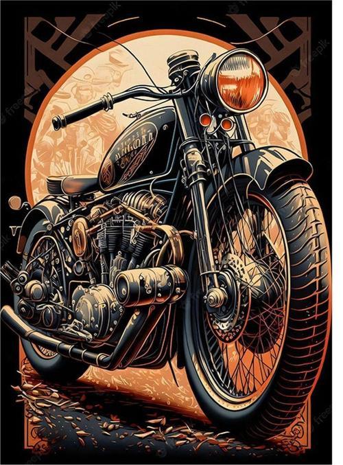 Retro Motosiklet Art Mdf Tablo 25 cm x 35 cm