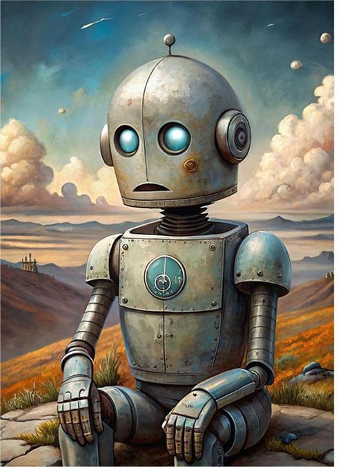 Sevimli Robot Art Mdf Tablo 50 cm x 70 cm