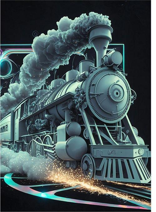 Buharlı Tren Modern Mdf Tablo 50 cm x 70 cm