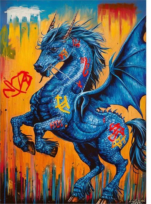 Kanatlı At Pegasus Art Mdf Tablo 50 cm x 70 cm