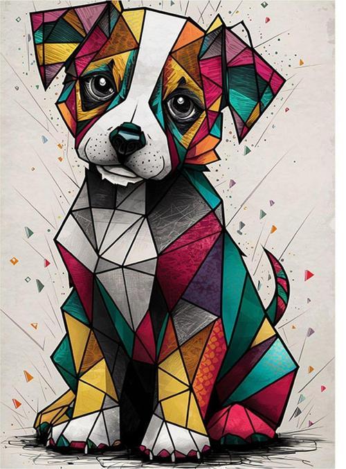 Renkli Köpek Art Mdf Poster 25 cm x 35 cm