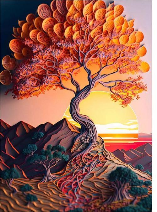 Soyut Ağaç Modern Mdf Tablo 35 cm x 50 cm