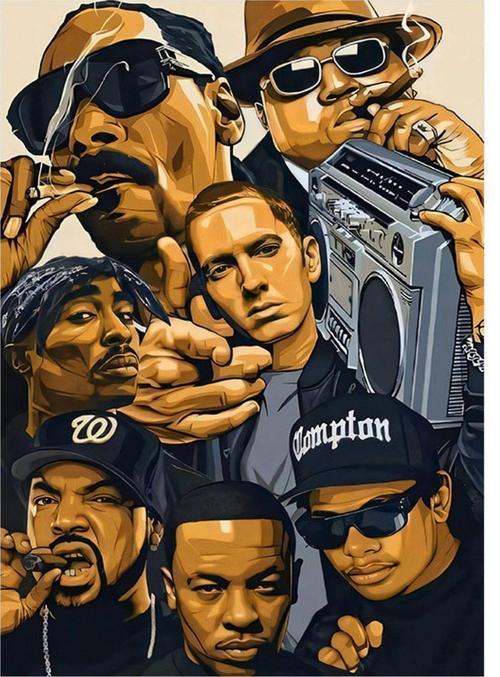 Biggie Notorious 2Pac Jay-Z N.W.A Desenli Mdf Tablo 50 cm x 70 cm