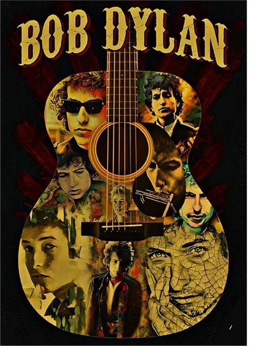 Bob Dylan Ve Gitar Model Mdf tablo 50 cm x 70 cm