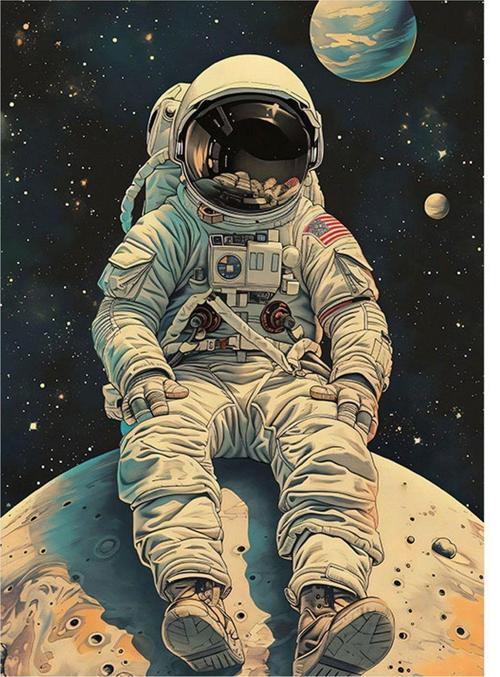 Yalnız Astronot Tasarım Mdf Tablo 50 cm x 70 cm