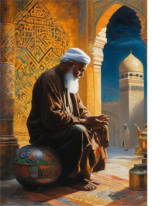 Kitap Okuyan Yaşlı Adam Art Mdf Tablo 50 cm x 70 cm