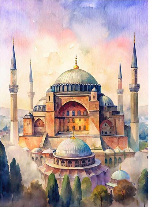 Eski Zamanlarda Ayasofya Art Mdf Tablo 25 cm x 35 cm