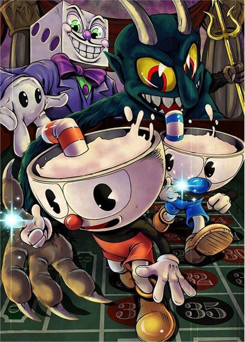 Cup Head Ve Düşmanlar Tasarım Mdf Tablo 35 cm x 50 cm