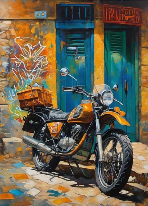 Retro Motosiklet Dekoratif Mdf Tablo 35 cm x 50 cm