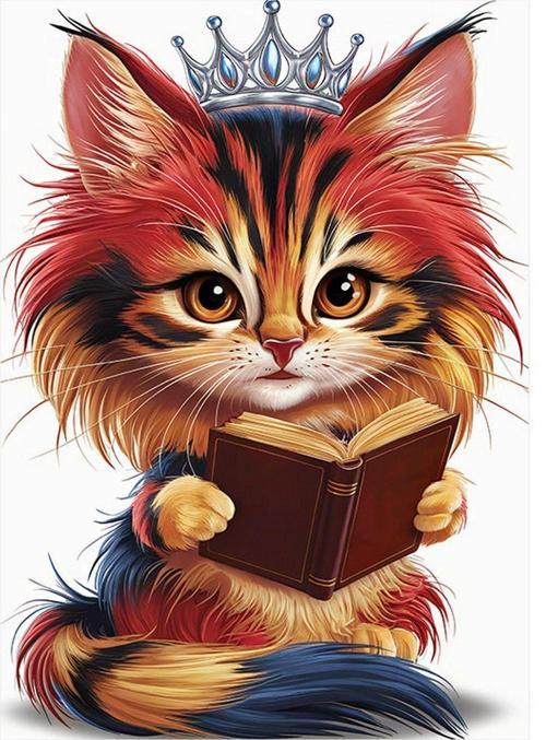 Kitap Okuyan Prenses Kedi Hediyelik Mdf Tablo 35 cm x 50 cm