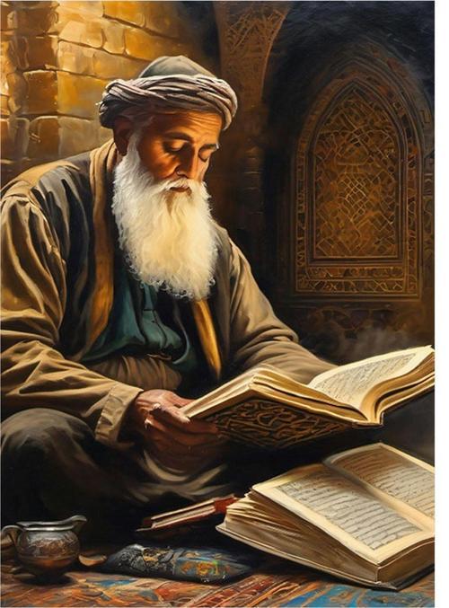 Kuran Okuyan Yaşlı Adam Dekoratif Mdf Tablo 35 cm x 50 cm