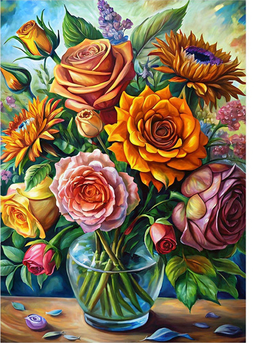 Renkli Çiçekler Mdf poster 50 cm x 70 cm