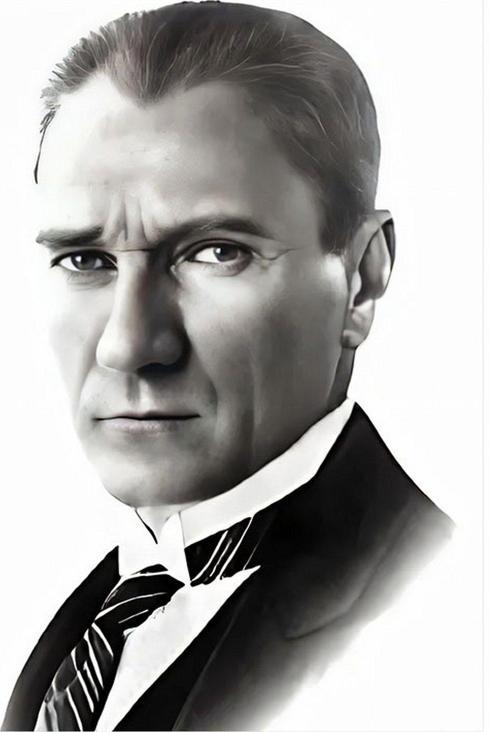 Siyah Beyaz Mustafa Kemal Atatürk Hediyelik Mdf Tablo 50 cm x 70 cm