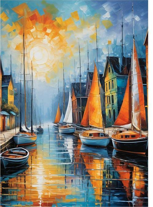 Liman Ve Yelkenli Gemiler Mdf Tablo 35 cm x 50 cm