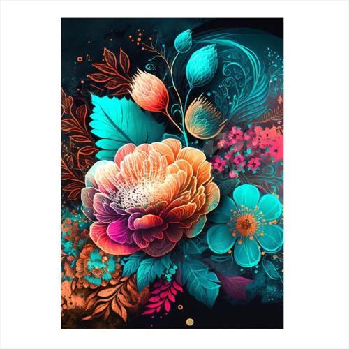 Renkli Çiçekler Art Mdf Tablo 50 cm x 70 cm