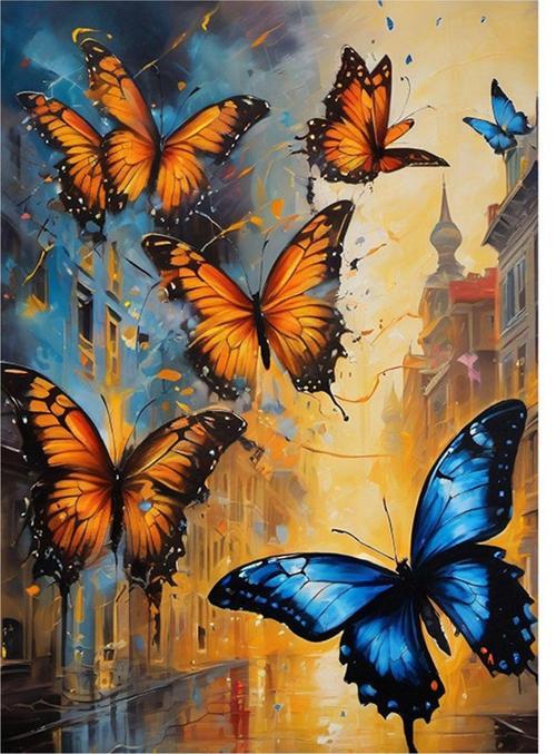 Renkli Kelebekler Modern Mdf Tablo 50 cm x 70 cm