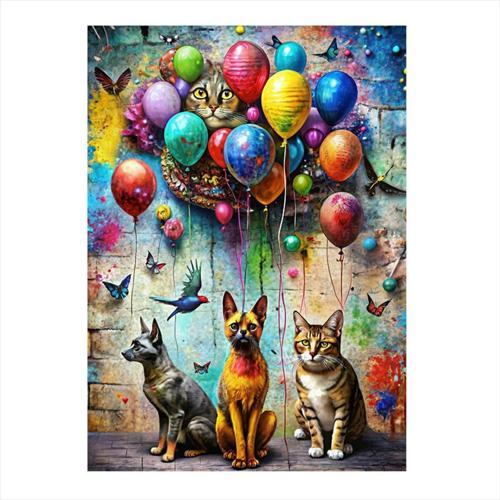Renkli Balonlar Ve Hayvanlar Desenli Mdf Tablo 35 cm x 50 cm