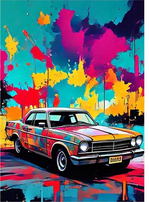 Pop Art Klasik Araba Art Mdf Poster 35 cm x 50 cm