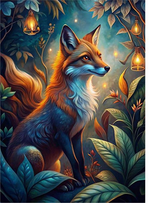 Sevimli Tilki Renkli Fon Model Mdf tablo 50 cm x 70 cm