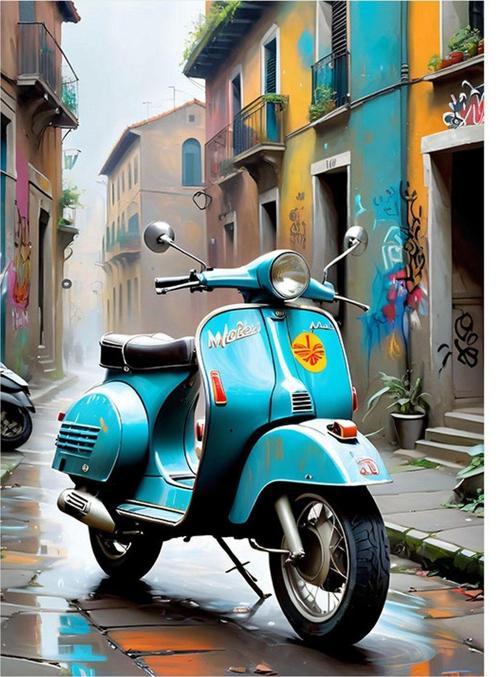 Retro Motosiklet Tasarım Mdf Tablo 50 cm x 70 cm