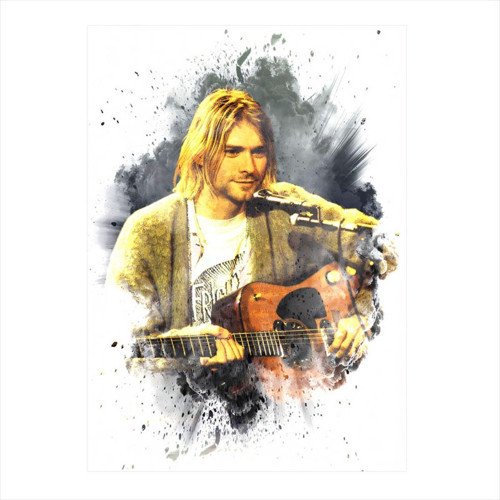 Kurt Cobain Desenli Mdf Tablo 35 cm x 50 cm