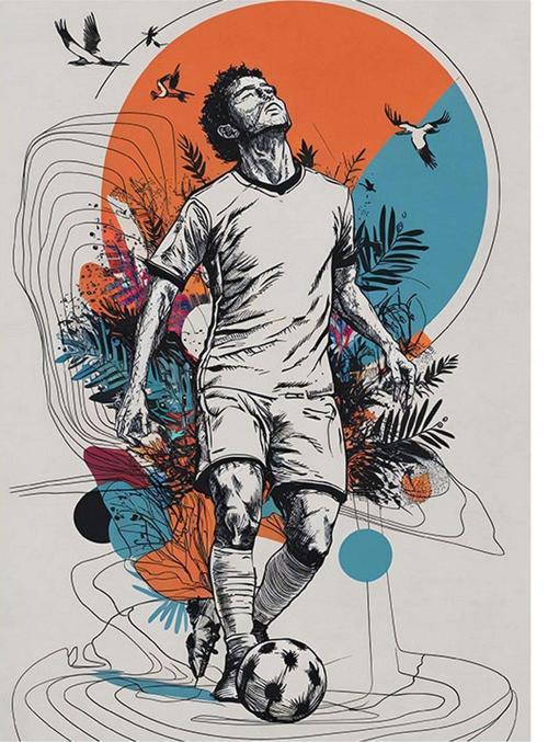 Futbolcu Futbol Temalı Art Mdf Poster 35 cm x 50 cm