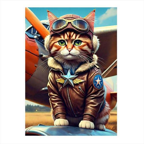 Pilot Kedi Dekoratif Mdf Tablo 35 cm x 50 cm