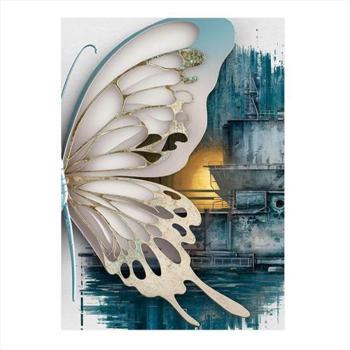 Beyaz Kelebek Tasarım Mdf Tablo 35 cm x 50 cm