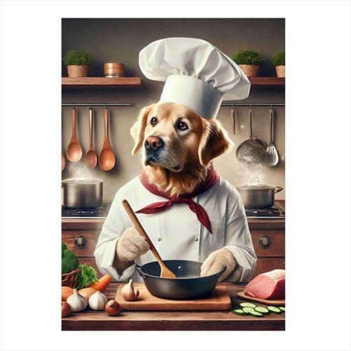Aşçı Köpek Art Mdf Tablo 35 cm x 50 cm