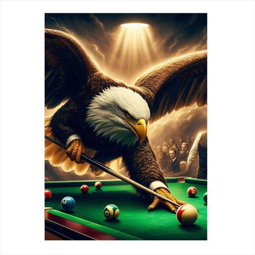 Bilardo Oynayan Kartal Hediyelik Mdf Tablo 50 cm x 70 cm