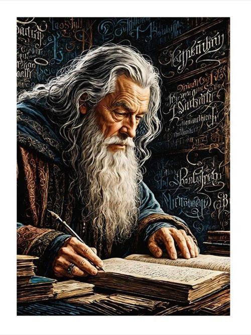 Ak Sakallı Büyücü Ve Notları Mdf poster 25 cm x 35 cm