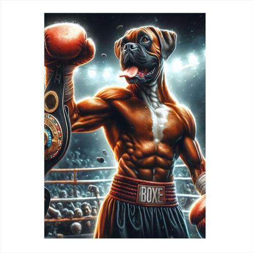 Kaslı Boksör Köpek Art Mdf Tablo 50 cm x 70 cm