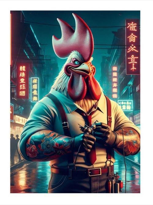 Kaslı Tavuk Dövmeci Tasarım Mdf Tablo 50 cm x 70 cm