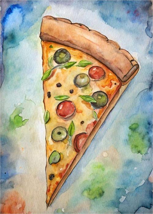 Pizza Dilimi Art Mdf Tablo 35 cm x 50 cm