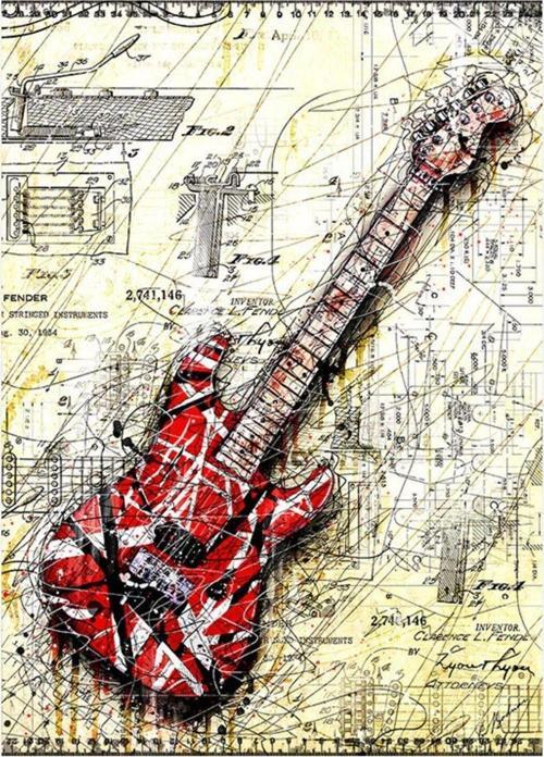 Eddie Van Halen Gitarı Tasarım Mdf Tablo 35 cm x 50 cm