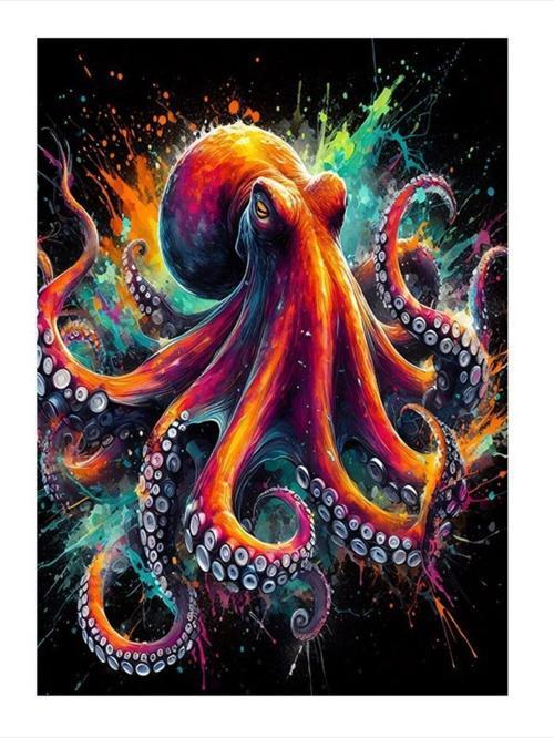 Kırmızı Ahtapot Mdf Tablo 25 cm x 35 cm