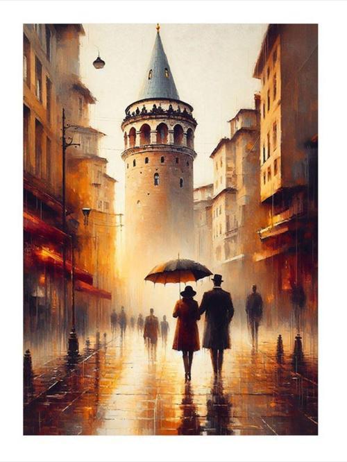 İstanbul Galata Kulesi Dekoratif Mdf Tablo 25 cm x 35 cm